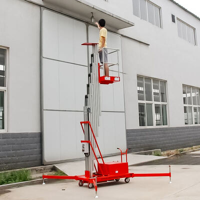 বৈদ্যুতিক অ্যালুমিনিয়াম মাস্ট লিফট 8m 10m 150kg উল্লম্ব একক মাস্ট এরিয়াল ওয়ার্ক প্ল্যাটফর্ম